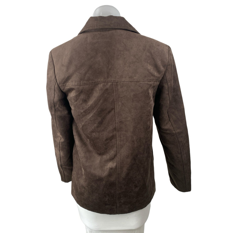 H&M Women's Brown Long Sleeve Button Up Notch Lapel Blazer Coat Jacket Size XS
