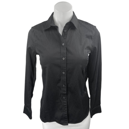 Banana Republic Women's Black Tailored Fit Button Down Long Sleeve Shirt Top 0