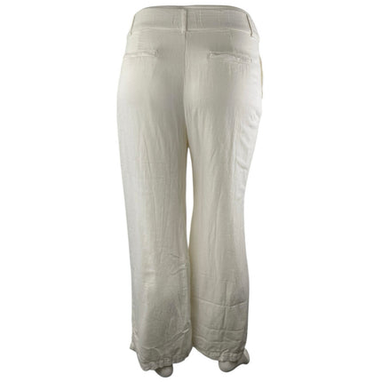 Abercrombie & Fitch Women's White Linen High Waisted Wide Leg Trousers Pants L