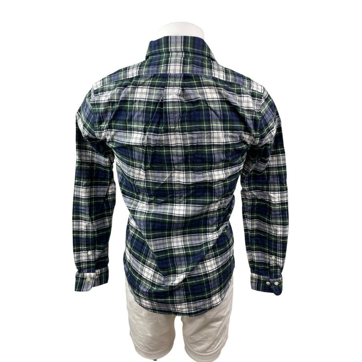 Brooks Brothers Men's Blue Plaid Long Sleeve Flannel Button Down Shirt Top Sz S
