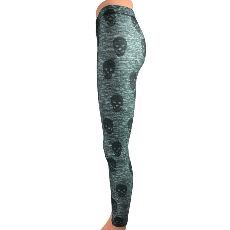 Terez Green Black Skull Pull On Low Rise Yoga Workout Athletic Leggings Size XS