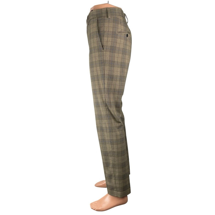H&M Men's Beige Plaid Mid Rise Slim Fit Chino Straight Trousers Pants Size 30