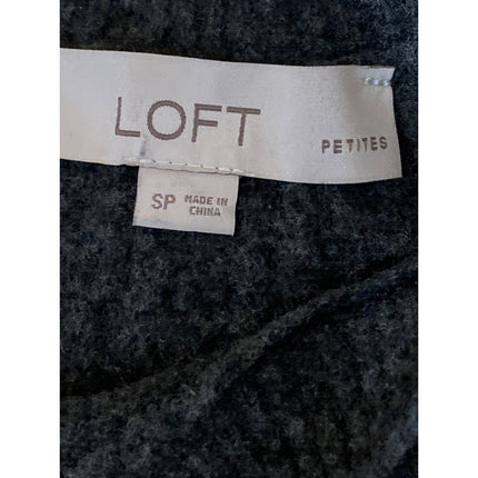 Loft Gray Wool Crew Neck Long Sleeve Button Shoulder Sweatshirt Sweater Top Sz S