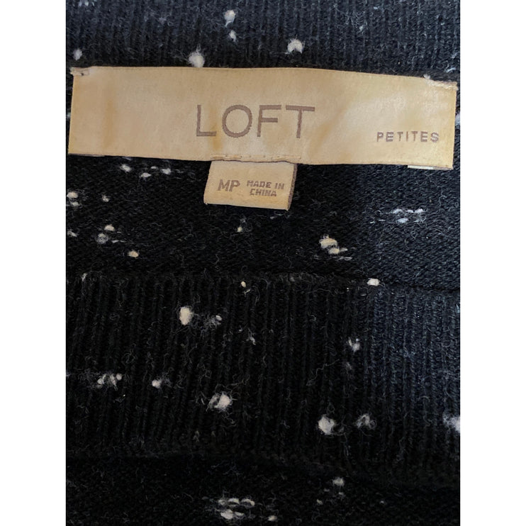 Ann Taylor LOFT Women's Black Speckled Long Bell Sleeve Cutout Sweater Top MP