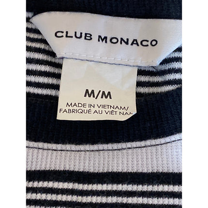Club Monaco Women's Black Striped Short Sleeve Crew Neck T Shirt Tee Top Size M