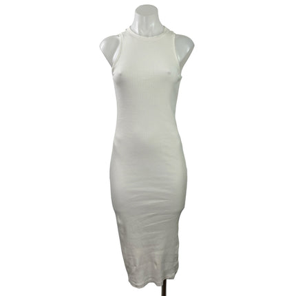 AWARE Vero Moda Womens White Sleeveless Ribbed Knit Tank Midi Bodycon Dress Sz S