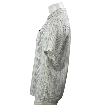 Rip Curl Men's White Aztec Short Sleeve Chest Pocket Button Down Camp Shirt L