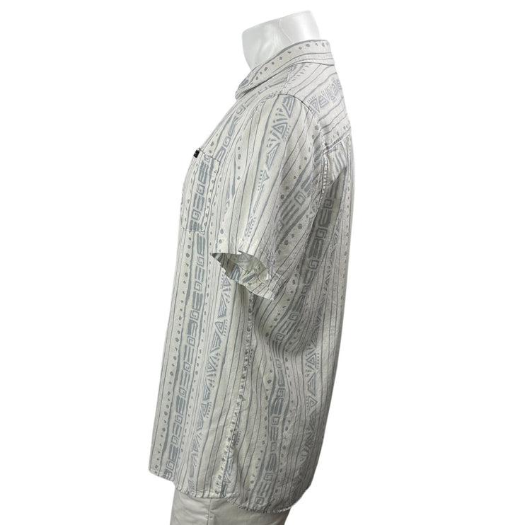 Rip Curl Men's White Aztec Short Sleeve Chest Pocket Button Down Camp Shirt L