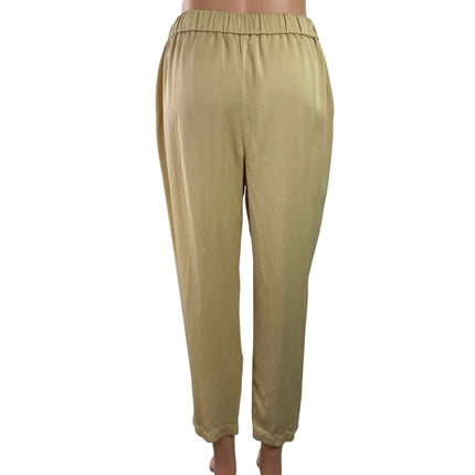 Zara Women's Beige High Waisted Button Fly Skinny Straight Leg Trousers Pants XS