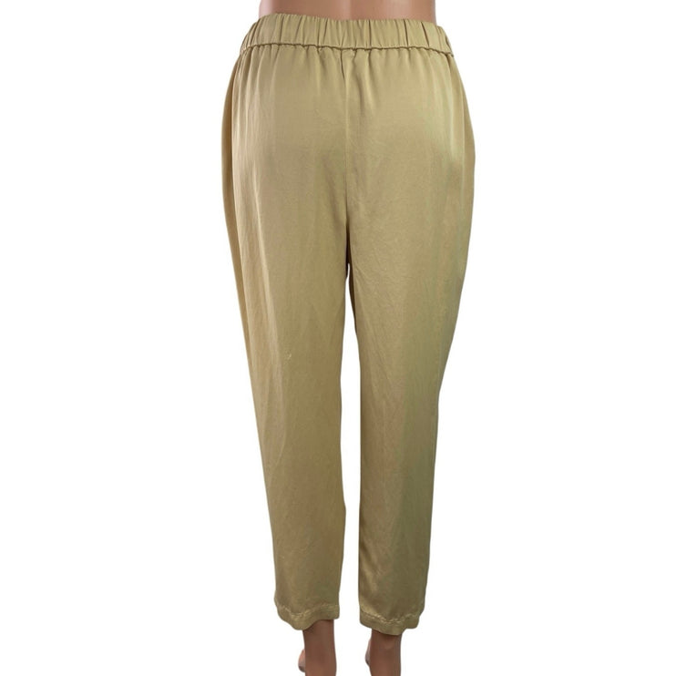 Zara Women's Beige High Waisted Button Fly Skinny Straight Leg Trousers Pants XS