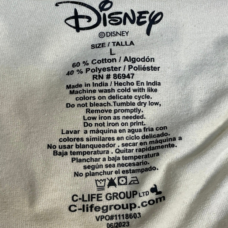 Disney Mickey & Friends Women's Cream Short Sleeve Graphic Tee T-shirt Top Sz L