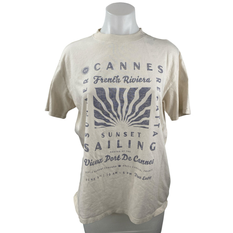 Abercrombie & Fitch Cannes Sailing French Riviera Sunset Beige Tshirt Tee Top XS