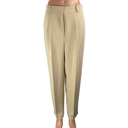 Aritzia Wilfred Womens Beige High Rise Pleated Tapered Trouser Dress Pants Sz 10