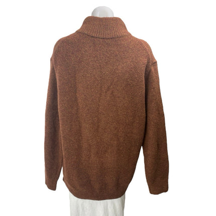 Uniqlo Brown Quarter Zip Turtleneck Long Sleeve Pullover Sweater Top Size L
