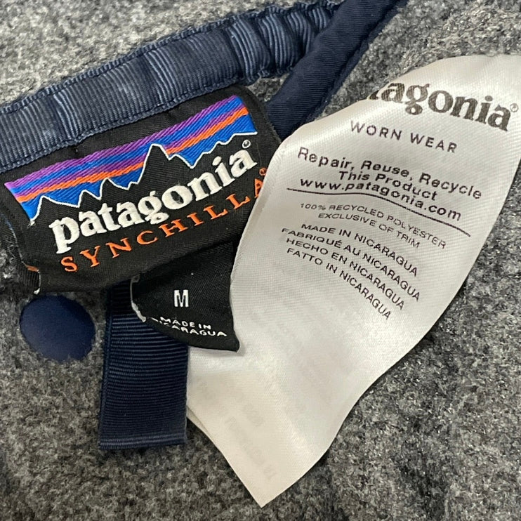 Patagonia Synchilla Men's Gray Long Sleeves Pullover Snap-T Fleece Coat Jacket M