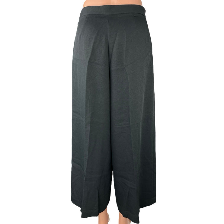 Aritzia Wilfred Black Wide Leg High Waist Zip Ankle Crop Trousers Pants Size 4