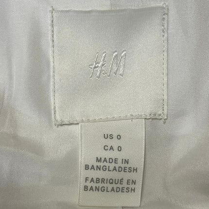 H&M Women's Cream Brown Long Sleeves Striped Single Button Blazer Coat Jacket 0