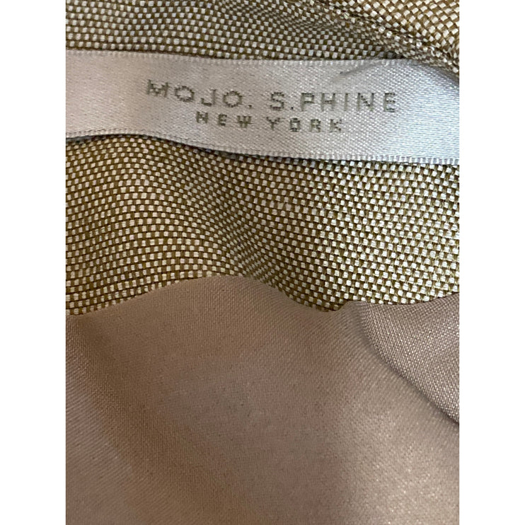 Mojo. S. Phine Women's Gold Ruffle Pleated Belted Midi Sheath A-Line Dress Sz S