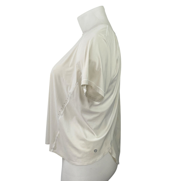 Lululemon Womens White Short Sleeve Overlap Back Activewear Tee T-shirt Top 12