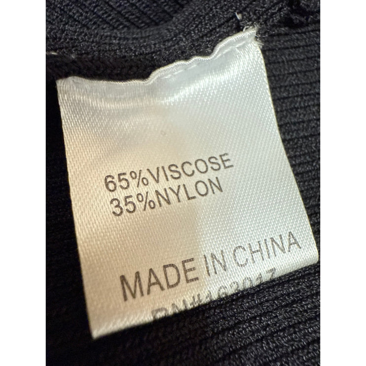 Princess Polly Black Long Sleeve Cutout Ribbed Knit Mock Neck Bodysuit Top S/M