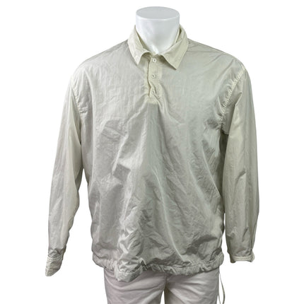 Kith Men's Beige Cream Long Sleeve Tie Hem Collared Polo Sweatshirt Top Size L