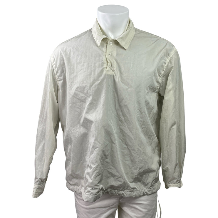 Kith Men's Beige Cream Long Sleeve Tie Hem Collared Polo Sweatshirt Top Size L