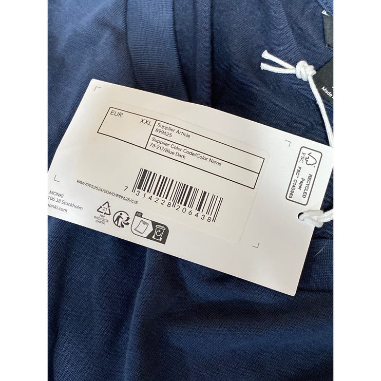 NEW Monki Women's Blue Crewneck Short Sleeve Casual Crop Tee T-shirt Top Sz XXL