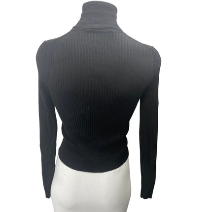 Zara Women's Black Long Sleeve Turtleneck Ribbed Knit Pullover Sweater Top M