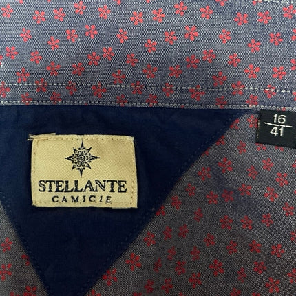 Stellante Men's Purple Floral Cotton Long Sleeve Button Up Shirt Top Size 16/41