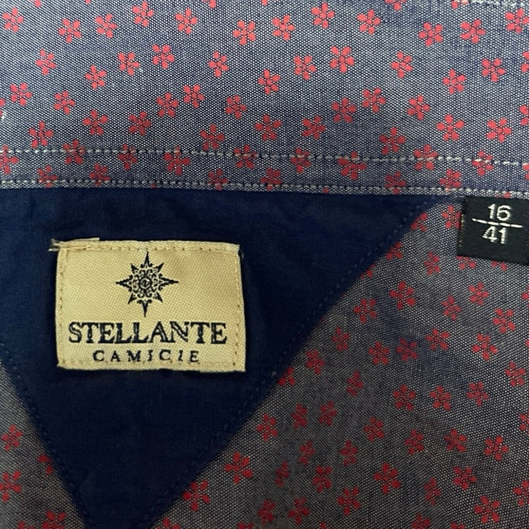 Stellante Men's Purple Floral Cotton Long Sleeve Button Up Shirt Top Size 16/41