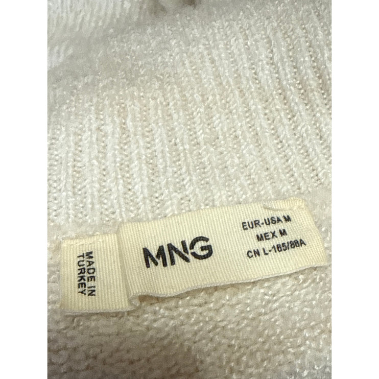 MNG Mango Women's Cream Turtleneck Long Sleeve Knit Crop Sweater Top Size M