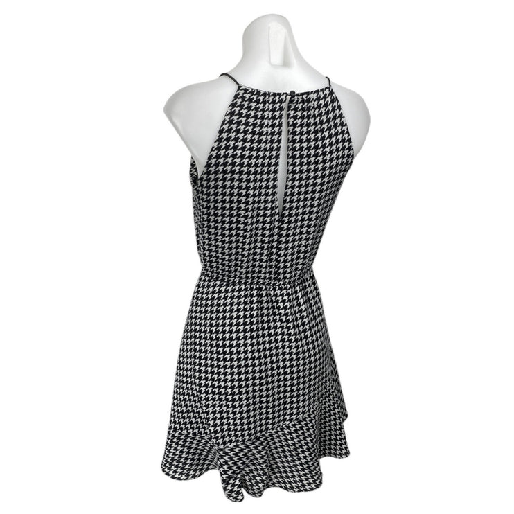 Aqua Black Houndstooth Sleeveless Cami Camisole Tank Fit & Flare Mini Dress Sz S
