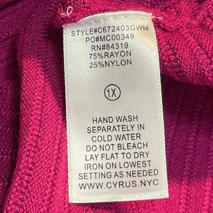NEW Cyrus Women's Pink Long Sleeve Ribbed Mock Neck Pullover Sweater Size 1X