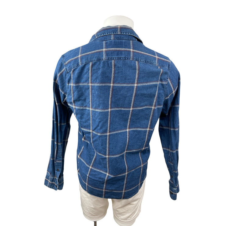 Abercrombie & Fitch Muscle Men's Blue Long Sleeve Button Down Shirt Top Size M