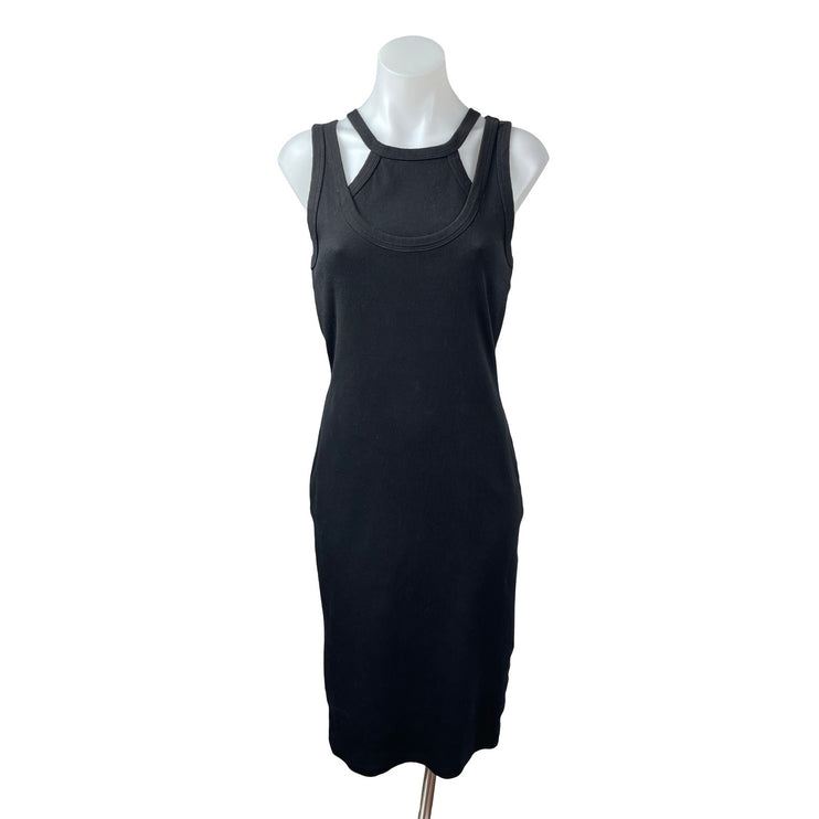 T.LA Black Ribbed Knit Layered Sleeveless Cutout Cami Tank Midi Dress Size S