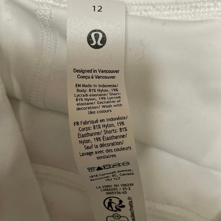 Lululemon Align White Mid Rise Athletic Mini Tennis Skorts Shorts Skirt Size 12