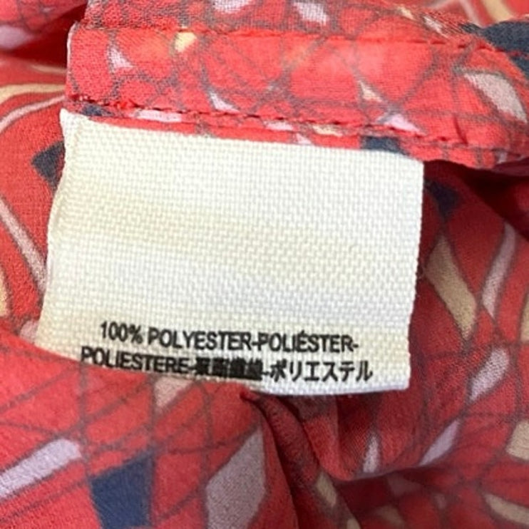 Free People Easy Rider Coral Geometric Semi Sheer Long Sleeve Blouse Top Size XS