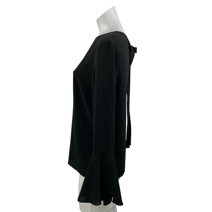 WAYF Women's Black Long Bell Sleeve Tie Knot Boat Neck Knit Blouse Top Size 8