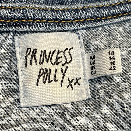 Princess Polly Burrows Medium Blue Wash V Neck Sleeveless Crop Denim Vest Top 10