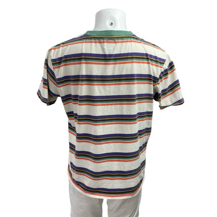 Guess Men's Multicolor Striped Short Sleeve Logo Crewneck Embroidered Tee Size M