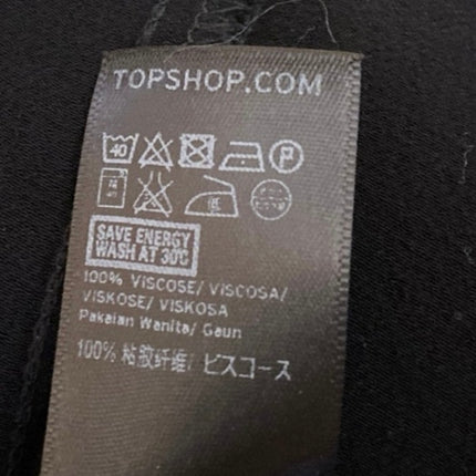 Topshop Black Sleeveless Tie Strap Button Up Cami Tank Mini Slip Dress Size 4