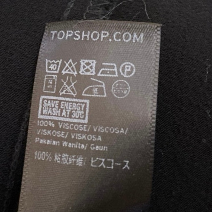 Topshop Black Sleeveless Tie Strap Button Up Cami Tank Mini Slip Dress Size 4