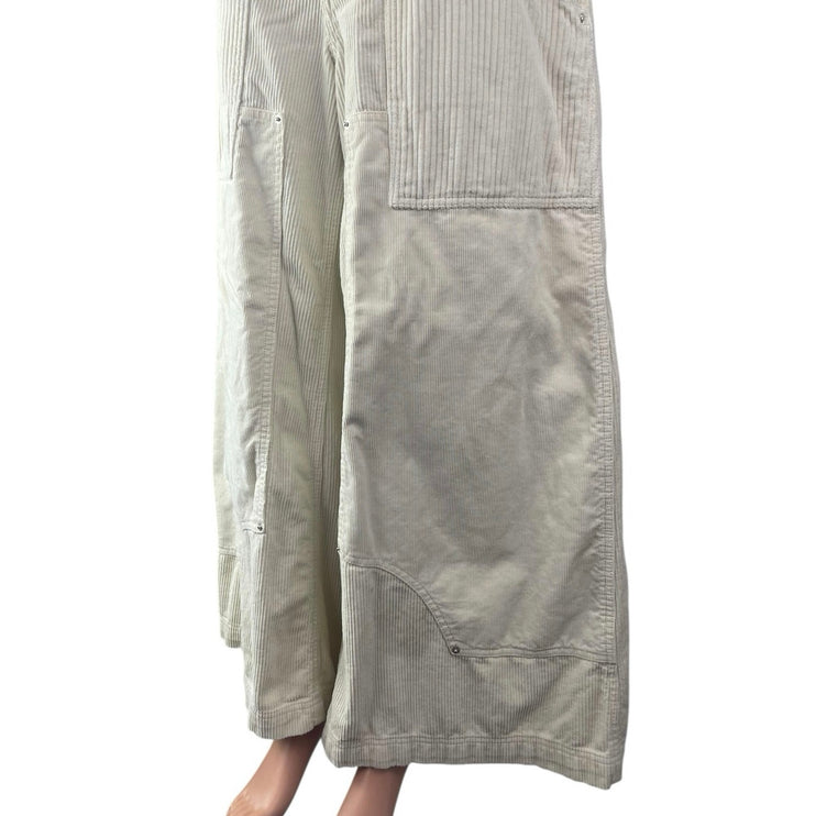 Urban Outfitters BDG White Corduroy Wide Leg Baggy Palazzo Trousers Pants Size 8