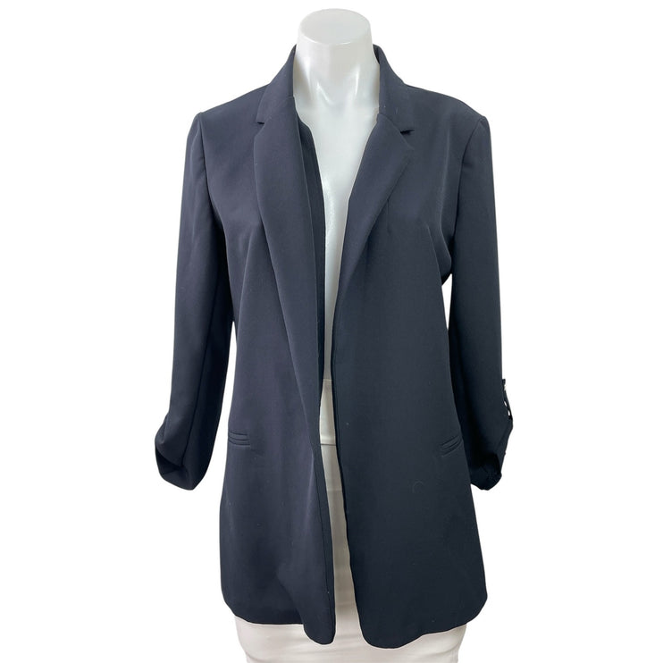 Soho Women's Navy Blue Open Notch Lapel Long Sleeve Blazer Coat Jacket Size S