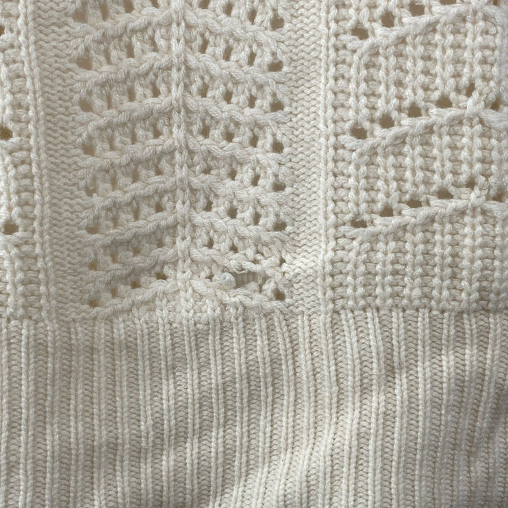 Aqua Women's Cream 100% Cashmere Open Knit Crew Long Sleeve Sweater Top Size M