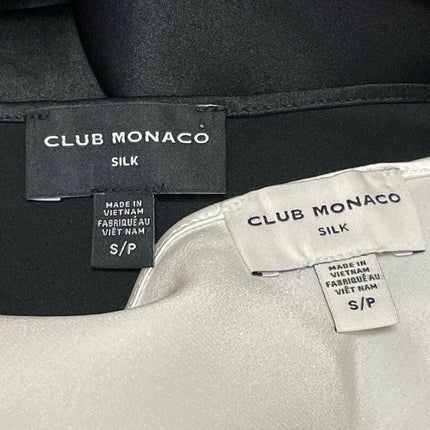 Club Monaco White Black Sleeveless Silk Satin Cami Camisole Two Tone Tank Top SP