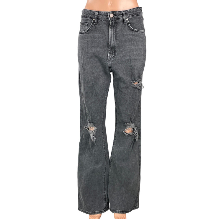 Urban Outfitters BDG Women's Black Washed Distressed Flare Denim Jeans Size 29