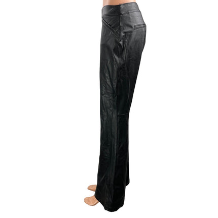 SPANX Black Faux Vegan Leather High Rise Bootcut Flared Leg Trouser Pants Size L