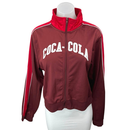 Women's Red Coca Cola Turtleneck Striped Colorblock Zip Up Track Jacket Size XXL