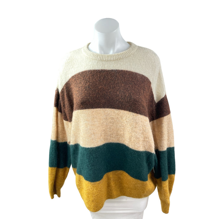 H&M Women's Multicolor Wool Colorblock Striped Long Sleeve Sweater Top Size M